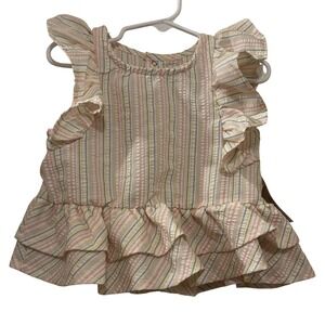 Catherine Malandrino Girls Top Sz 4 NWT Sleeveless Ruffle Striped